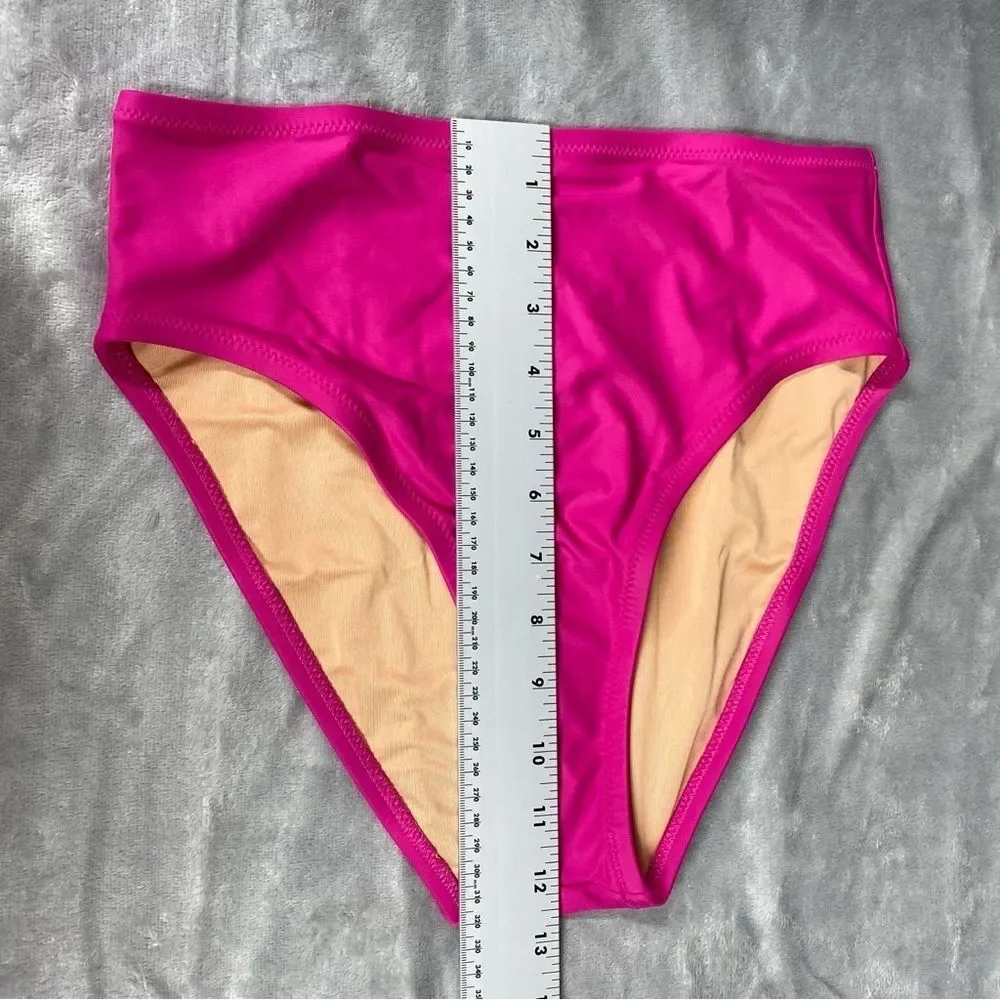 NEW J. Crew Hallie Bikini Bottom High Waist Size S Pink Radiant Fuchsia
